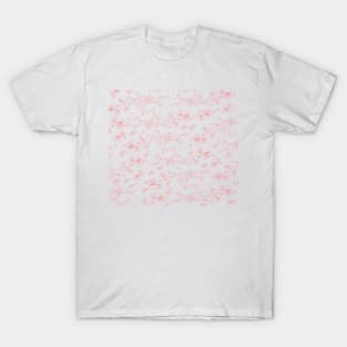 Grey & Red pohutukawa branch pattern T-Shirt